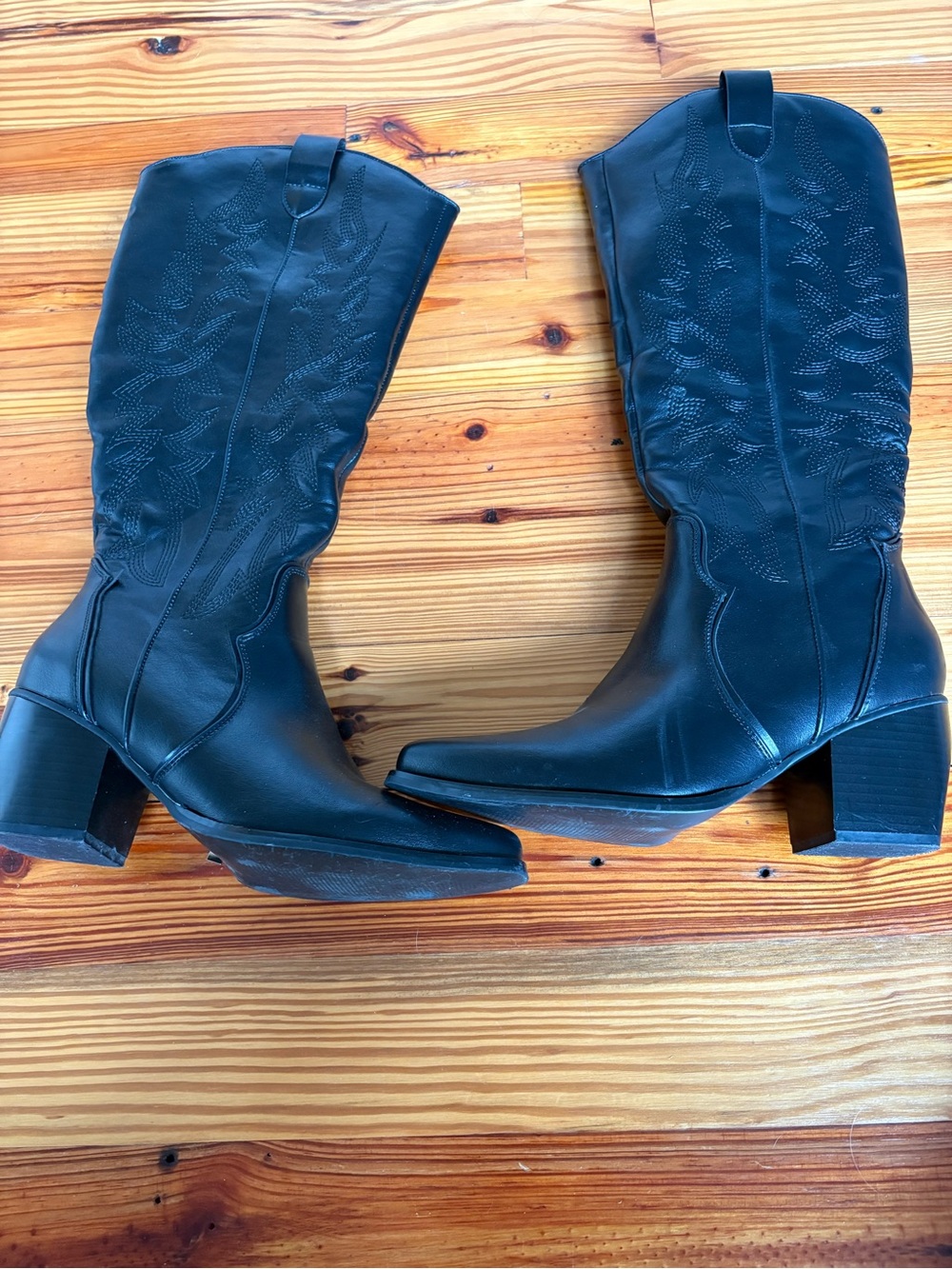 Dream Pairs Black Western Mid-Calf Heeled Boots